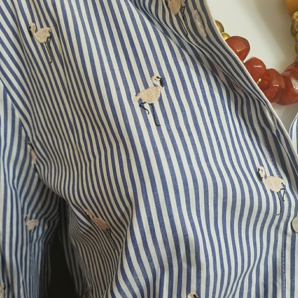 NWT MARC NEW YORK ANDREW FLAMINGO STRIPES BUTTON - Picture 3 of 6